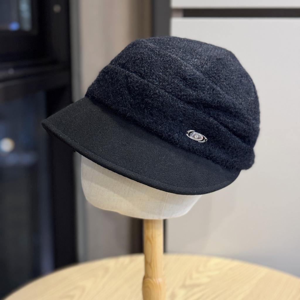 Korean Style Retro Pleated Furry Big Brim Fisherman Hat for Women Winter Warm Temperament Versatile Duck Bill Painter Hat