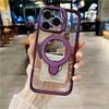 For iPhone 16 Pro Max Luxury Transparent Magsafe Magnetic Holder Frame Phone Case For iPhone 11 12 13 14 15Plus Lens Stand Cover