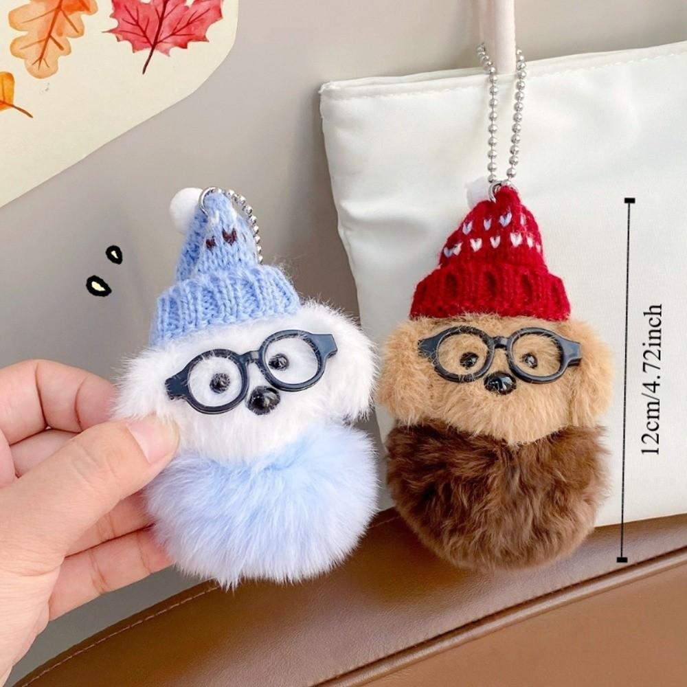 2pcs Cute Glasses Kitty Pendant Cartoon Magnetic Dog Keychain Fashion Plush Doll Keychain Friend