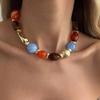 SHIXIN Bohemian Summer New Colored Resin Beaded Beaded Chokers Necklaces Women Vintage Elegant Adjustable Clavicle Chain Jewelry