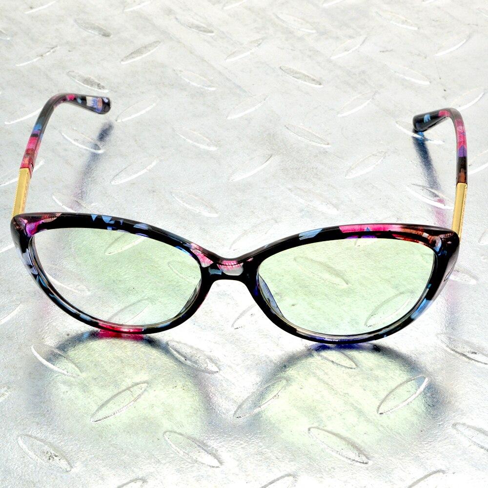 Fashion Cateye Blue Flower Gold Alloy Temple Full-rim Optical Glasses Frame Eyeglasses Eyeframe Eyewear
