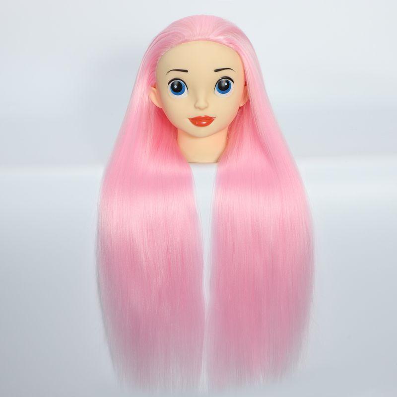 

Kids Cartoon Wig Mannequin Head Practice up-Do Braided Hair Makeup Doll Hairstyle Artificial Model Hairdressing Doll Head Pink