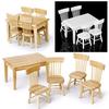 Miniaturní dřevěný nábytek Model 5ks jídelní stůl Židle