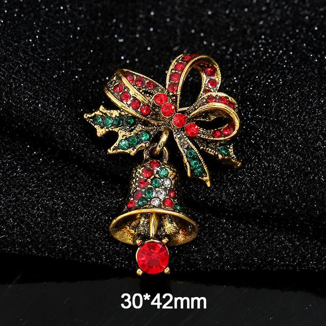 Broches de Noël Mode Chapeau de Père Noël Gants Cloches Strass Émail Broche Épingles Badges Cadeaux de Nouvel An Bijoux