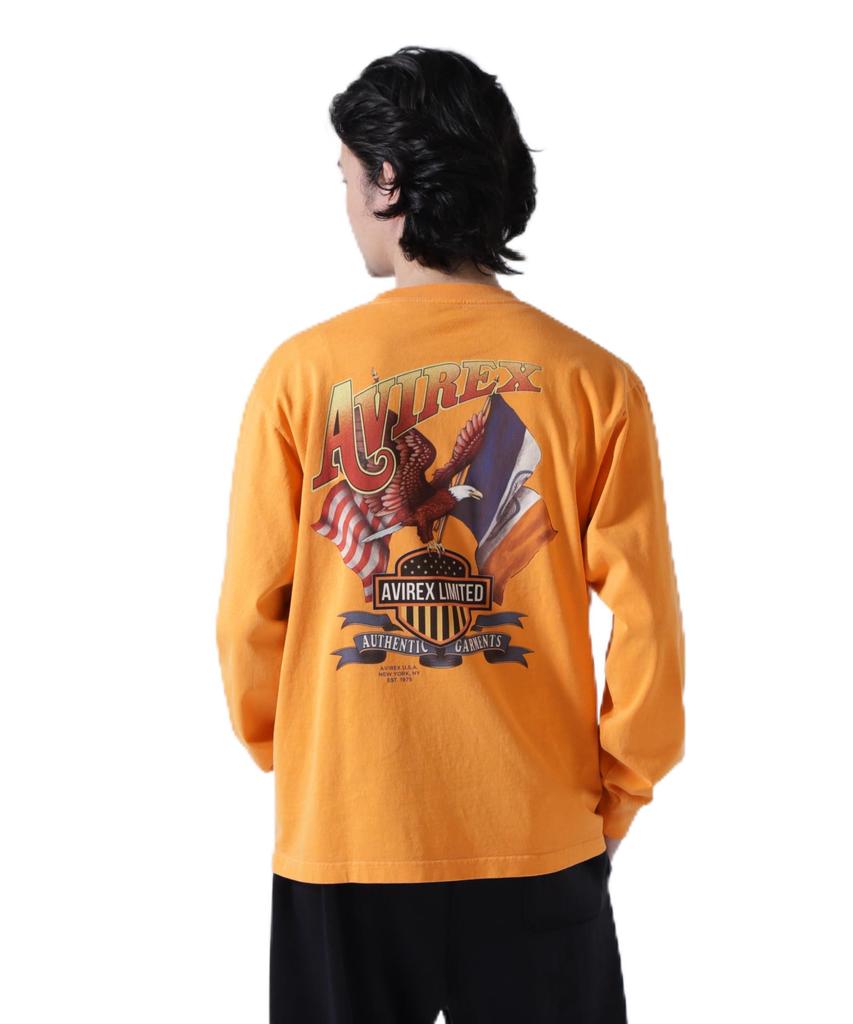 AVIREX T-SHIRT EAGLE L/S Uomo 2XL Arancione 783-6130003