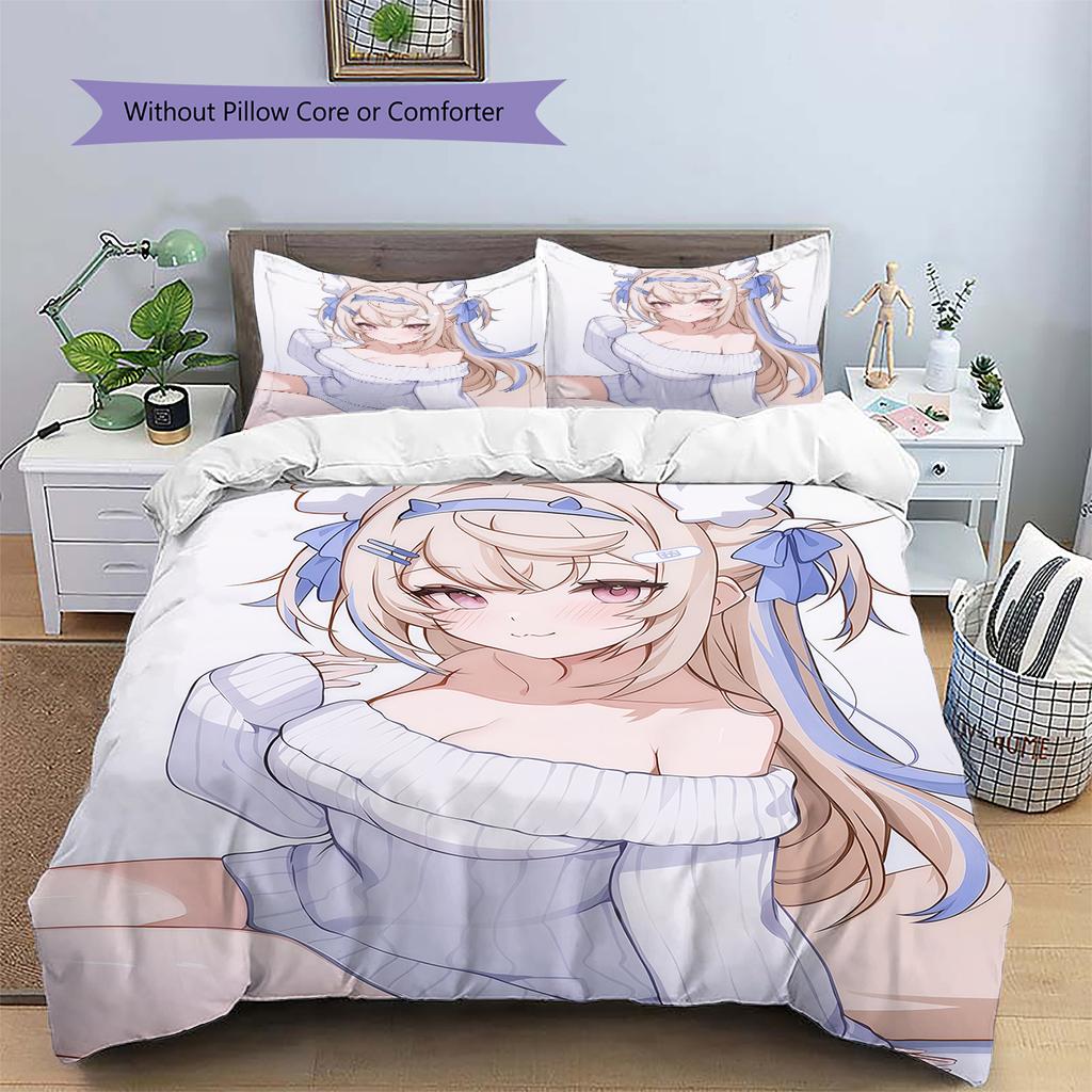 Sada povlečení s anime vzorem, přikrývka a povlak na polštář, bytová dekorace, dárek k narozeninám (1 * povlak na peřinu + 2 * povlak na polštář, bez jádra)