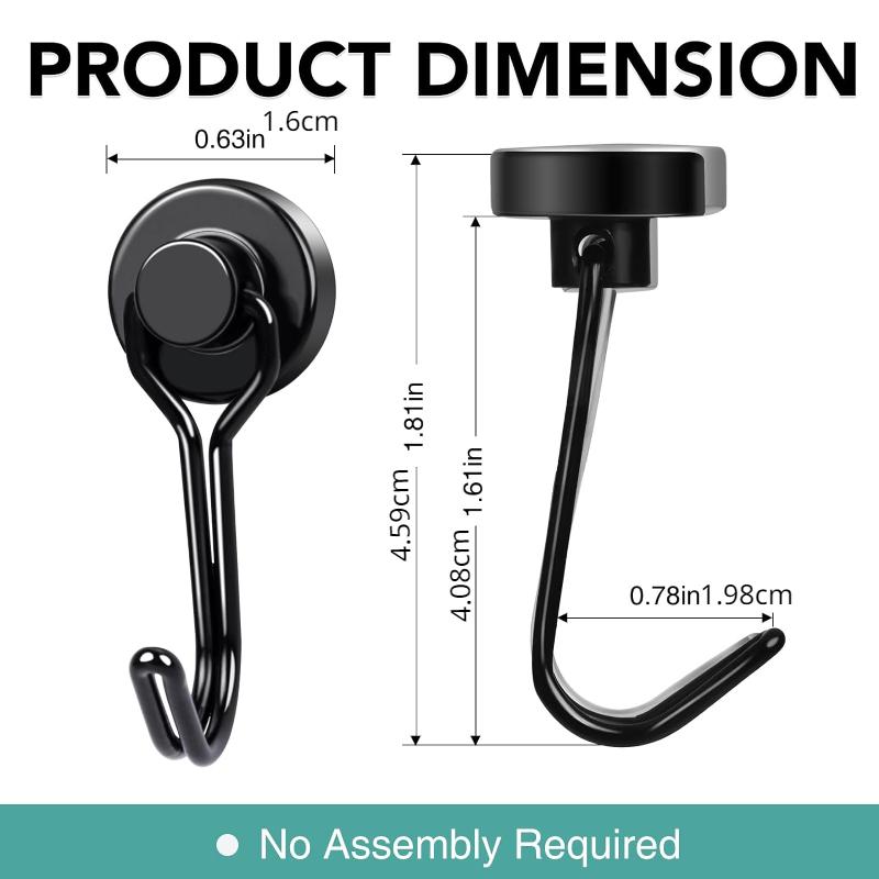 10pcs Magnetic Hooks For Hanging, Max Pulling Force 8KG Strong Magnetic Hooks For Kitchen, Camping, Doors, Lockers