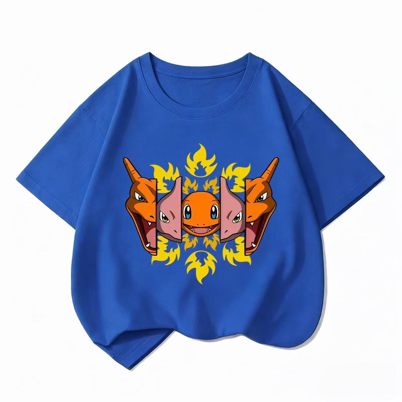 

PotdemielNew Pikachu Print Childrens Pure Cotton T-Shirt Boys and Girls Tops Summer Comfortable and Breathable Childrens T-Shirt 100
