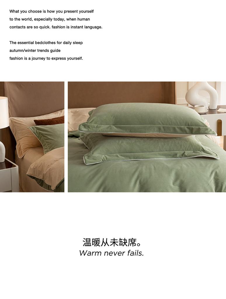 Mei Yun Ge High Weight Dove Velvet Double Splicing Warm Rolling Edge Craftsmanship Color blocked Single Duvet Cover