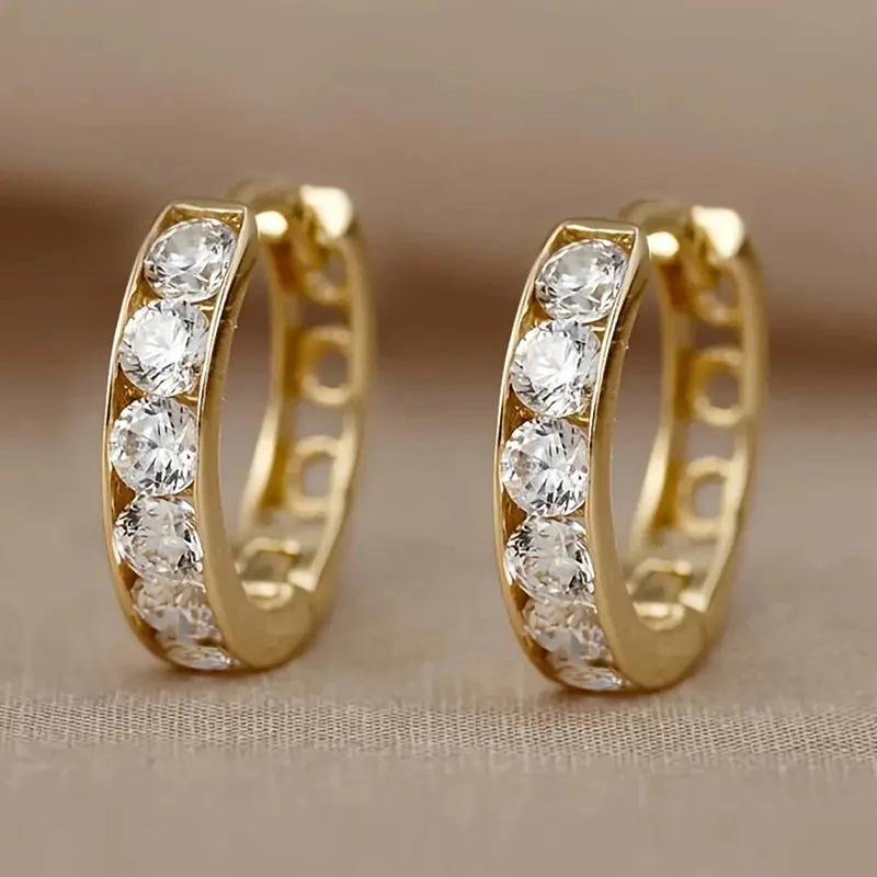 Exquisite European American Zircon Inlaid Earrings Versatile Japanese Korean Style Zircon with Temperament