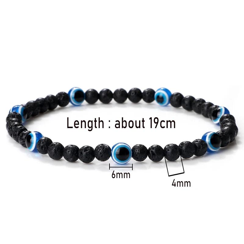 Türkisches blaues Armband mit bösen Augen, 4 mm Mini-Perlen, natürliches Tigerauge, Lavastein, Glücksarmbänder für Frauen und Männer, Schmuck, Pulseras Homme