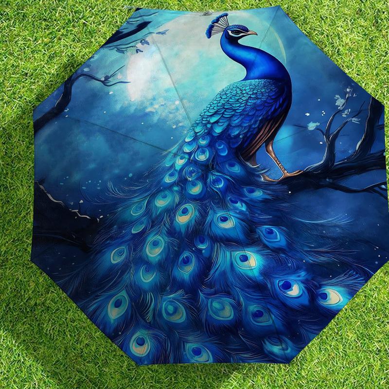1pc Peacock Night Pattern Umbrella Design Automatic Opening and Closing Umbrella, High-quality Travel Umbrella,  c1128050
