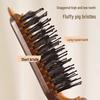 Portable Long Handle Boar Bristle Curling & Teasing Brush for Fluffy Hairstyles and Styling