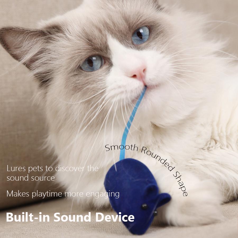 2Pcs Squeaky Rubber Rat Cat Toy with Plush Faux Fur, Pet Interactive Toy for Cat Chasing & Dog Chewing Play