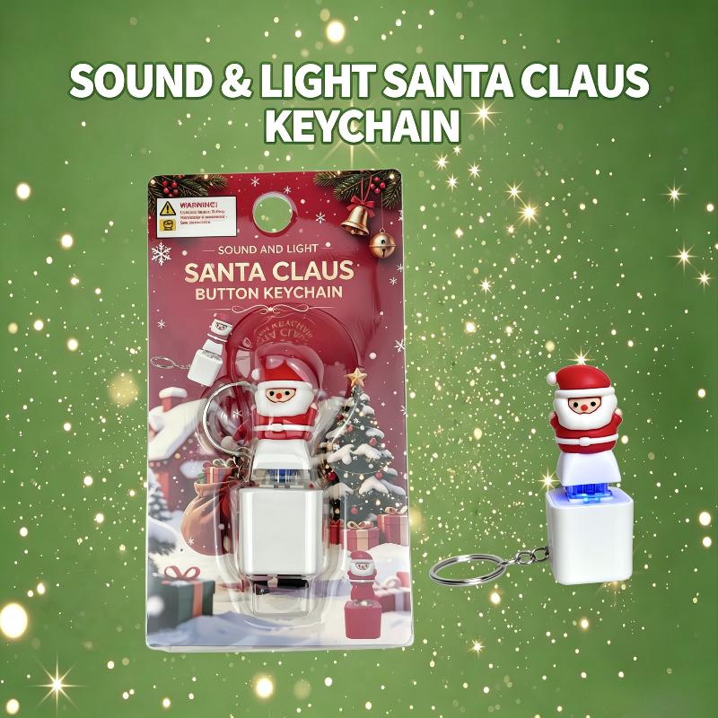 Santa Claus Fidget Toy Keychain Battery Type With Sound & Led Lights Keyboard Clicker Stress Relief Christmas Gifts