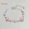 Damen Armband Glänzender Zirkonia Blumenform Armreif Verstellbare Länge Süßes Armband Vielseitiges Modeaccessoire
