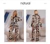 Damen Pyjama-Set mit Leoparden- und Zebra-Print - Langärmliges Oberteil und Hose, Perfekt für Frühling und Herbst (TZ21941)