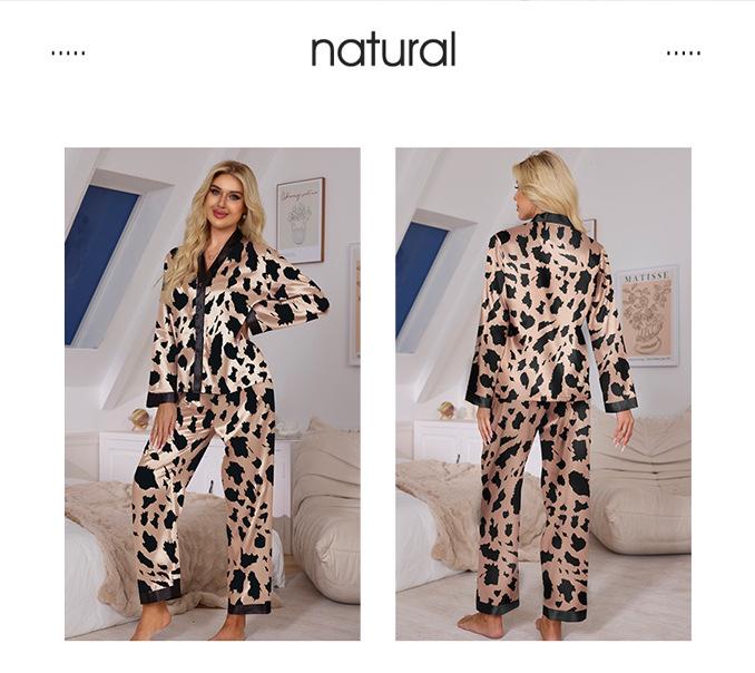 Damen Pyjama-Set mit Leoparden- und Zebra-Print - Langärmliges Oberteil und Hose, Perfekt für Frühling und Herbst (TZ21941)