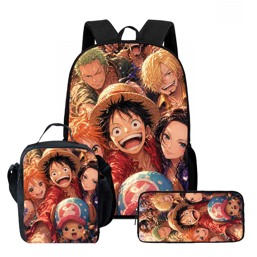 15 Inch One Piece 3-in-1 Backpack Set Unisex for Boys and Girls Age 6-10, Light Weight School Kit with Lunch Bag & Pencil Case