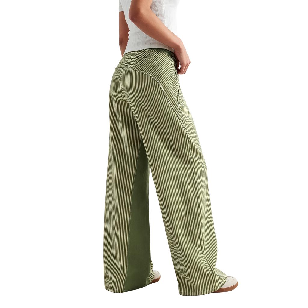 Pantaloni Larghi da Donna Casual a Nove Punti Pieghe Coulisse Vestibilità Larga Pantaloni Vita Elastica Vestibilità Comoda