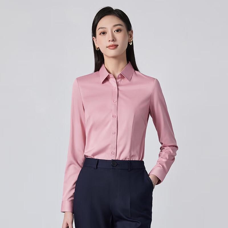 Teluoman Women's Long-Sleeve Non-Iron Business Shirt