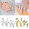 Pack Of 4 Versatile Open Ended Knuckles Rings Rhinestones Nail Rings Fingernail Accessories for Fashion Enthusiasts