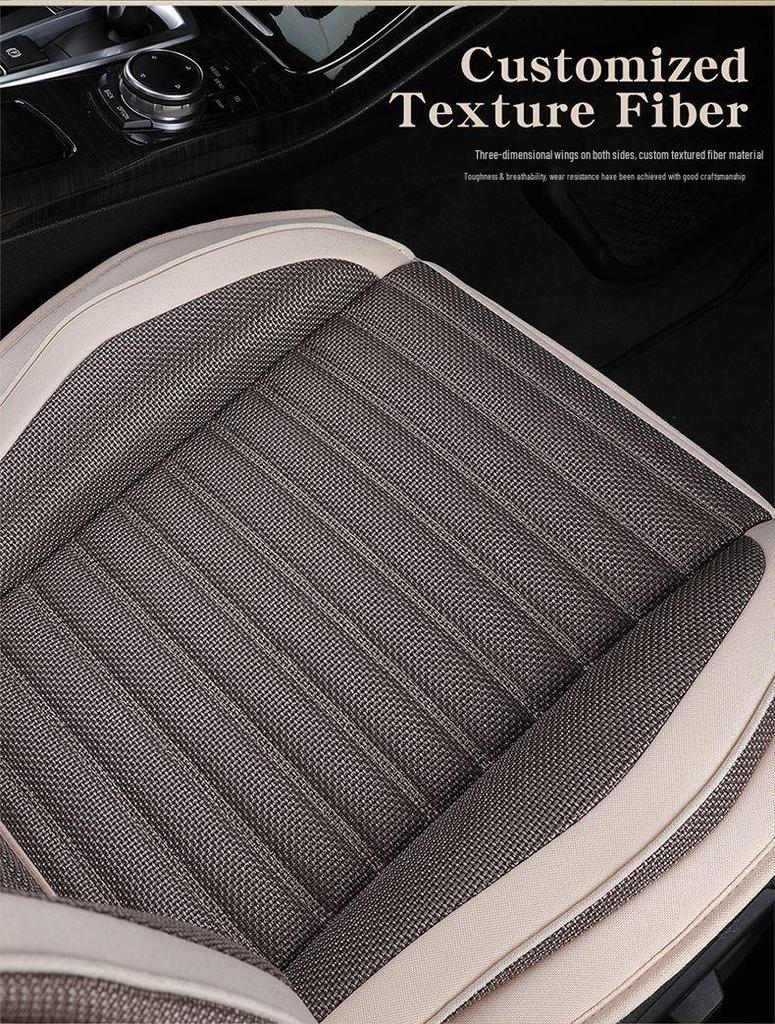 Universal Cotton Linen Car Seat Cover - Four Seasons Enveloping Fabric Cushion
