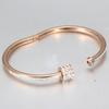 European & American 65MM 18K Gold Stainless Steel Bracelet with Ceramic Clay & Rhinestone Inlays