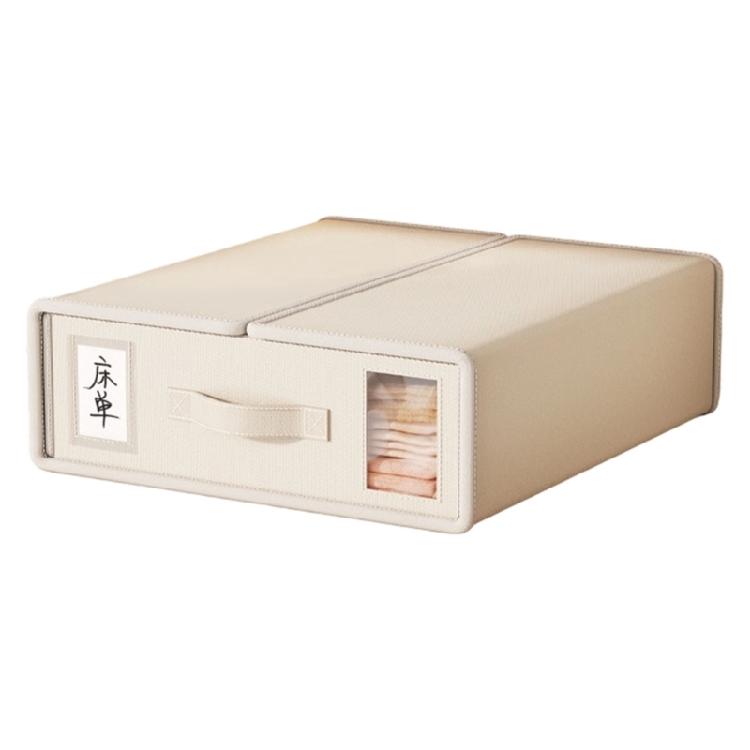 Sheet Set Storage Case with Front Handle, Viewing Window and Shelf Friendly Shape for Closet Bedding Storage Box