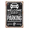 Vintage Metal Sign Welcome Guest Parking Round Iron Wall Decor Durable Outdoor Garage Porch Cafe Bar Man Cave Decor