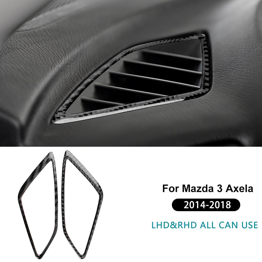 Carbon Fiber Dashboard Air Vent Trim for Mazda 3 Axela 2014-2018 LHD RHD Black Carbon