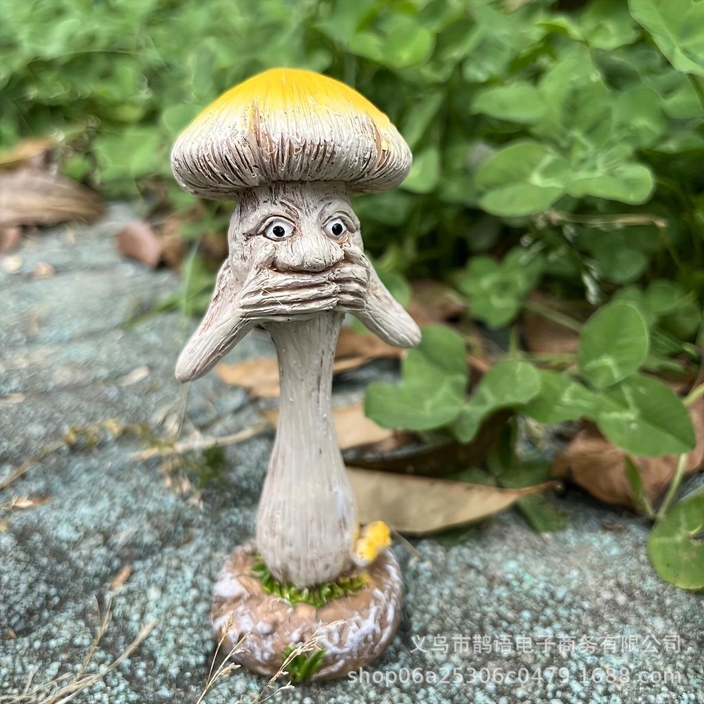 Mushroom Decor Funny Resin Art Quirky Zen Ornaments Creative Home Accents See No Evil/Hear No Evil/Speak No Evil