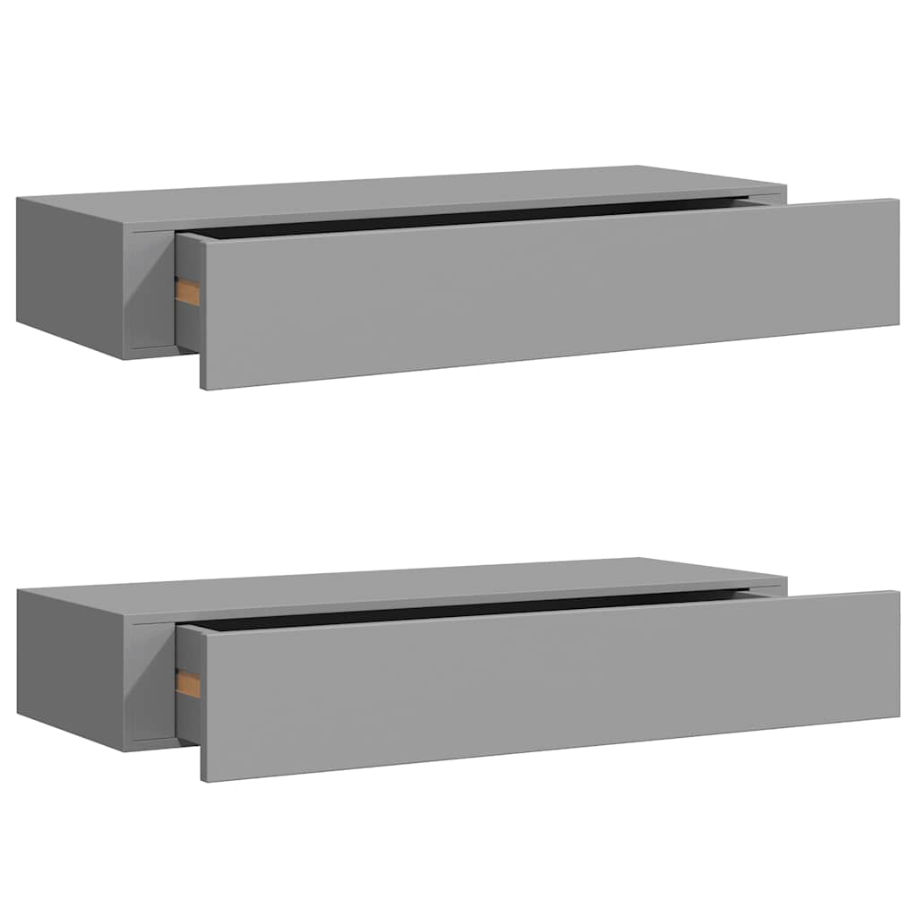 Vidaxl Półki Ścienne Z Szufladą, 2 Szt., Szare, 60 X 23,5 X 10 Cm, Mdf