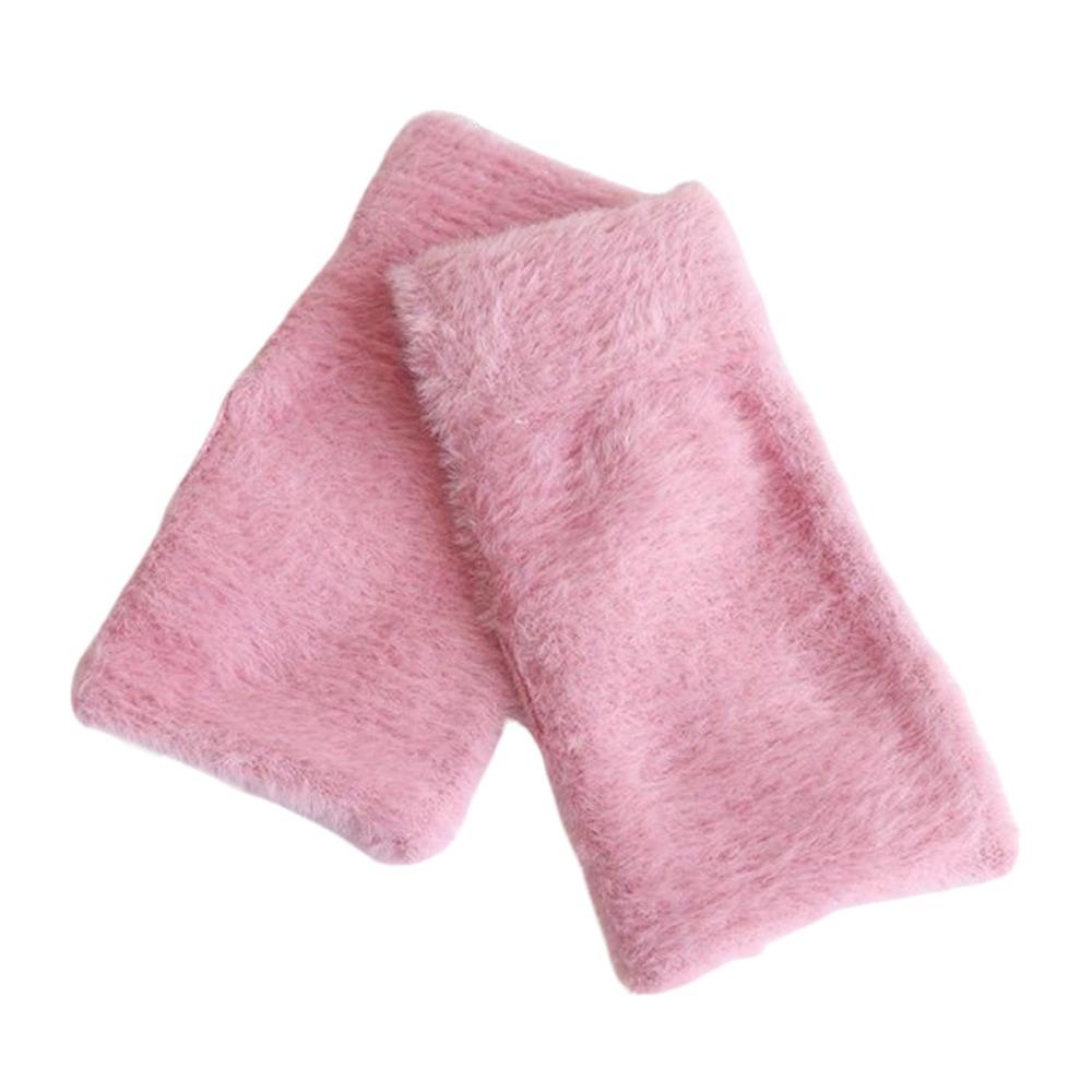 Thick Half Mittens Faux Fur Plush Gloves Protable Fingerless Gloves  for Women Girl