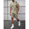Men's Outdoor Leisure Sports 3D Printed Round Neck Short Sleeved T-shirt and Shorts Set Trendy and Fashionable Men's T-shirt