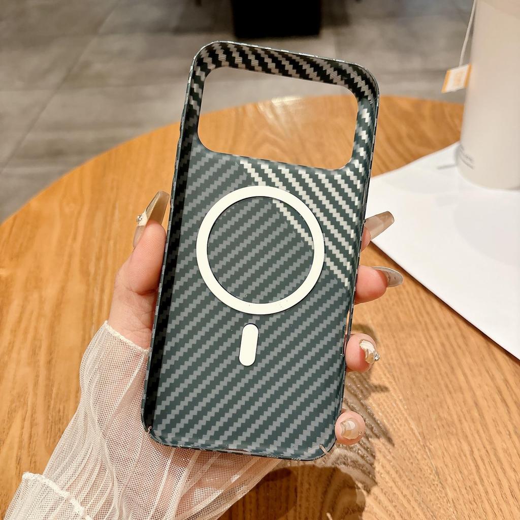 Apple 17 Pro Max Carbon Fiber Texture Magnetic Case for iPhone 16 - Ultra-thin Kevlar Matte Skin-Feel