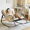 Double Rocking Chair Leisure Sofa Chairs Living Room Bedroom Lazy Comfortable Sofa Adjustable Backrest Detachable Rocking Chair