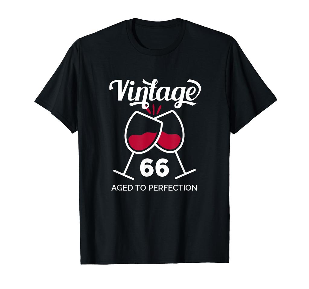 Vintage Aged to Perfection T-Shirt for 66th Birthday, Perfect for Wine Lovers, Sake Lovers, Fathers, Mothers, Men, and Women