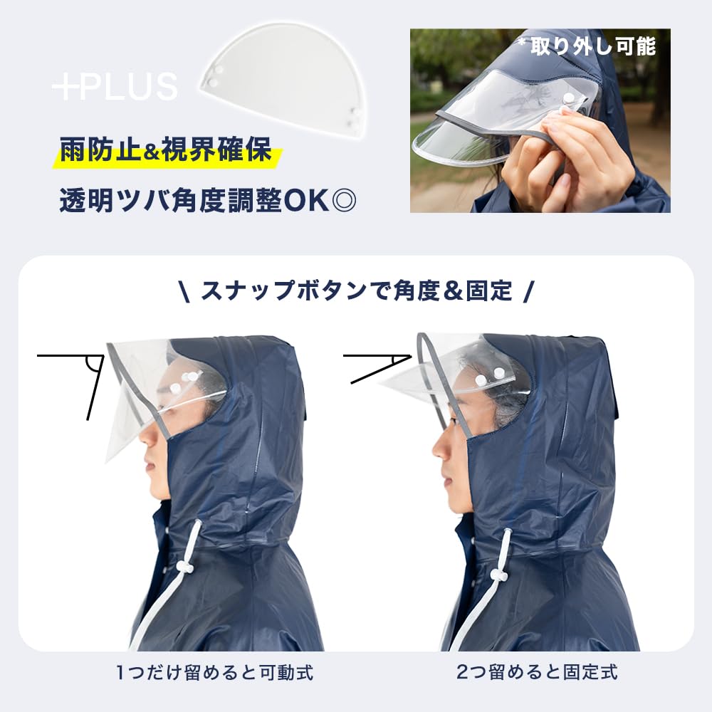 TIAMORA Regenmantel mit doppeltem Klarsichtteil und Rucksack, lange Ausführung mit reflektierenden Details, wasserdicht, regenkompatibel, für Schule und Aufbewahrung, perfekt für Outdoor und