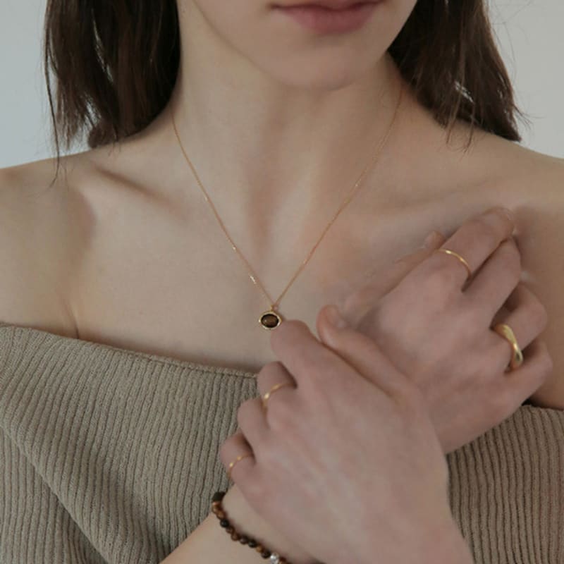 modernlike gold-filled silver 25mm cast tiger eye necklace