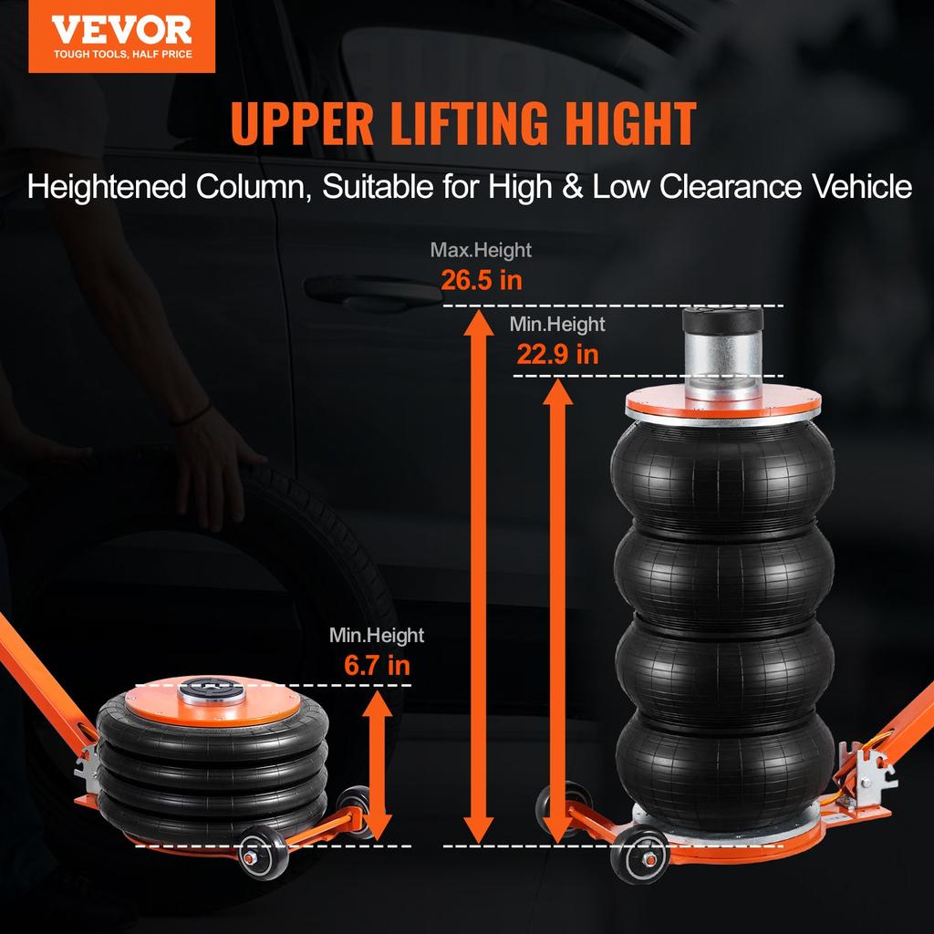 VEVOR Air Jack, 6 Ton/13000 lbs, 2-5 S Pneumatic Lifting Jack with Heightened Column & Adjustable Handle