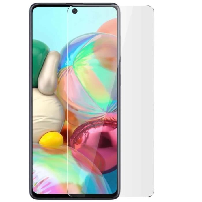 Film protection d'écran - samsung - galaxy a71 - verre trempé - indice de dureté 9h - revêtement oléophobe