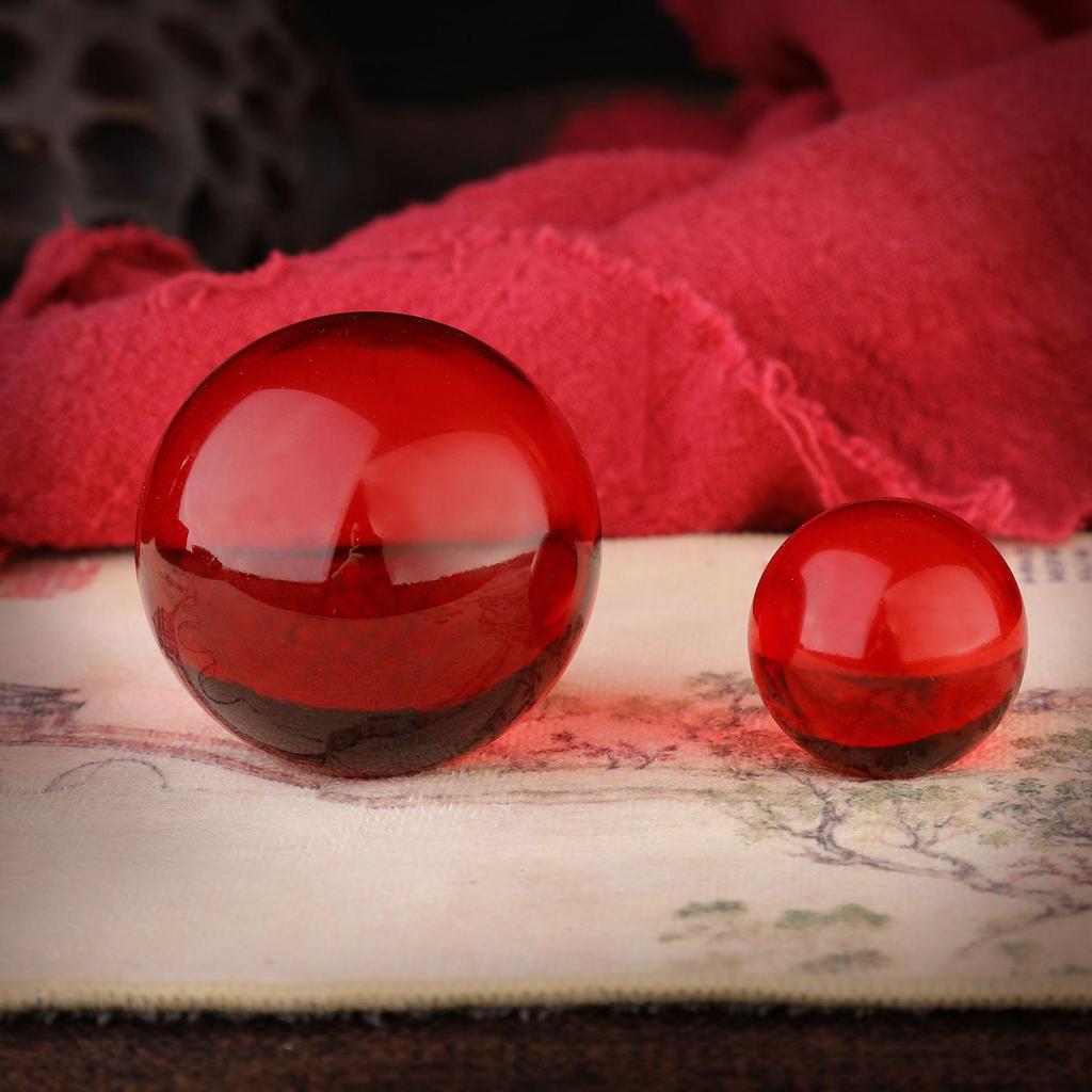 Red Auspicious Bead Crystal Ball Ornament, 3CM 5CM Glass Handheld Bronze Pot Glazed Piece