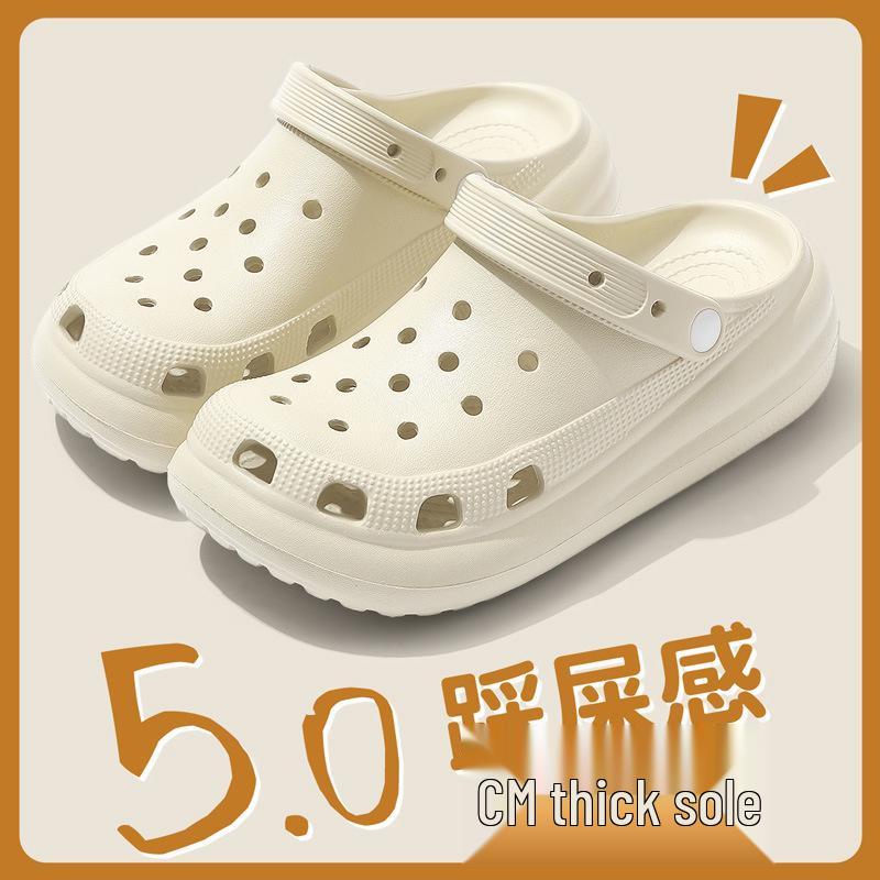 Women's Trendy Non-Slip Odor-Resistant Closed-Toe Summer Crocs with Thick Soles for Casual Outdoor Wear