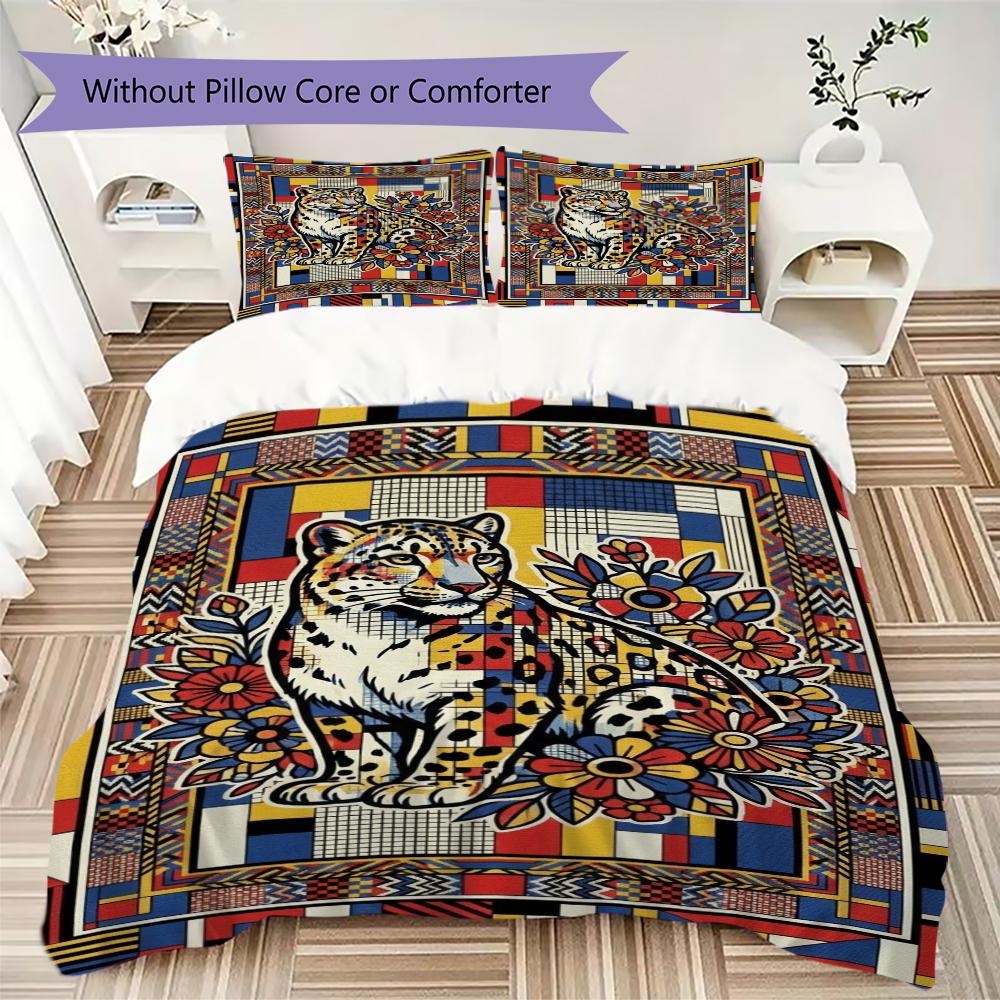 Snow Leopard Animal Pattern Bedding uilt Set uilt Cover Pillowcase Home Decoration Birthday Gift (1 * duvet cover + 2 * pillowcase without core)111