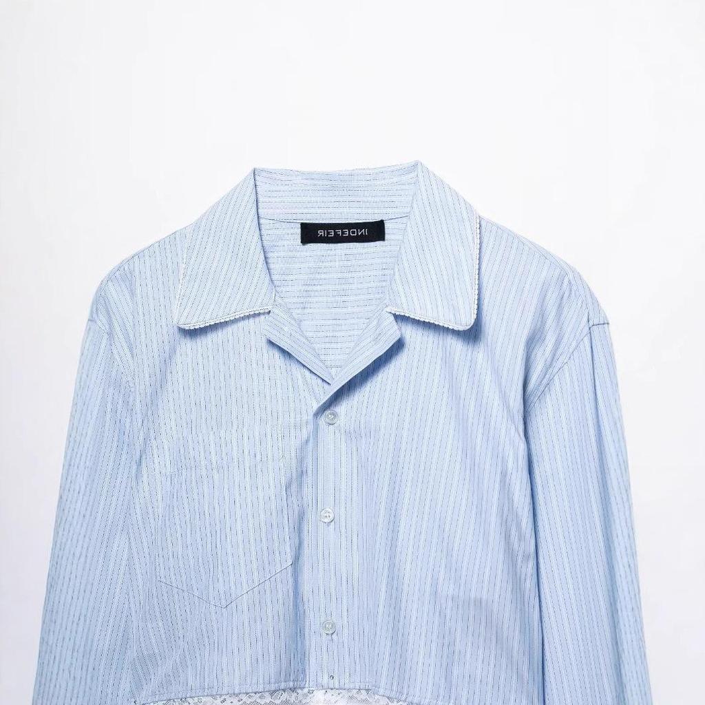 TAOP&ZA Spring/Summer Women's Lace Stripe Shirt Dress Pants Set