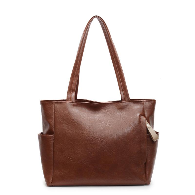 Women's bag large-capacity tote bag new simple and versatile work commuting shoulder bag textured tote bag