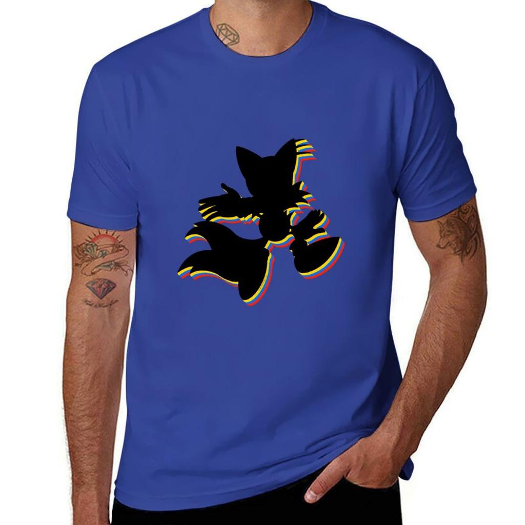 Tails Miles Prower Multi Coloured Tshirt blacks Short sleeve tee korean fashion men clothings