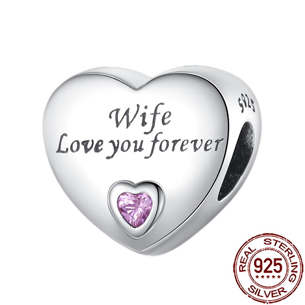 New Charms Copper Family Love Heart Beads Fit Snake Chain Bracelet Necklace Diy Jewelry