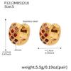 18k Gold-Plated Stainless Steel Plaid Zircon Earrings
